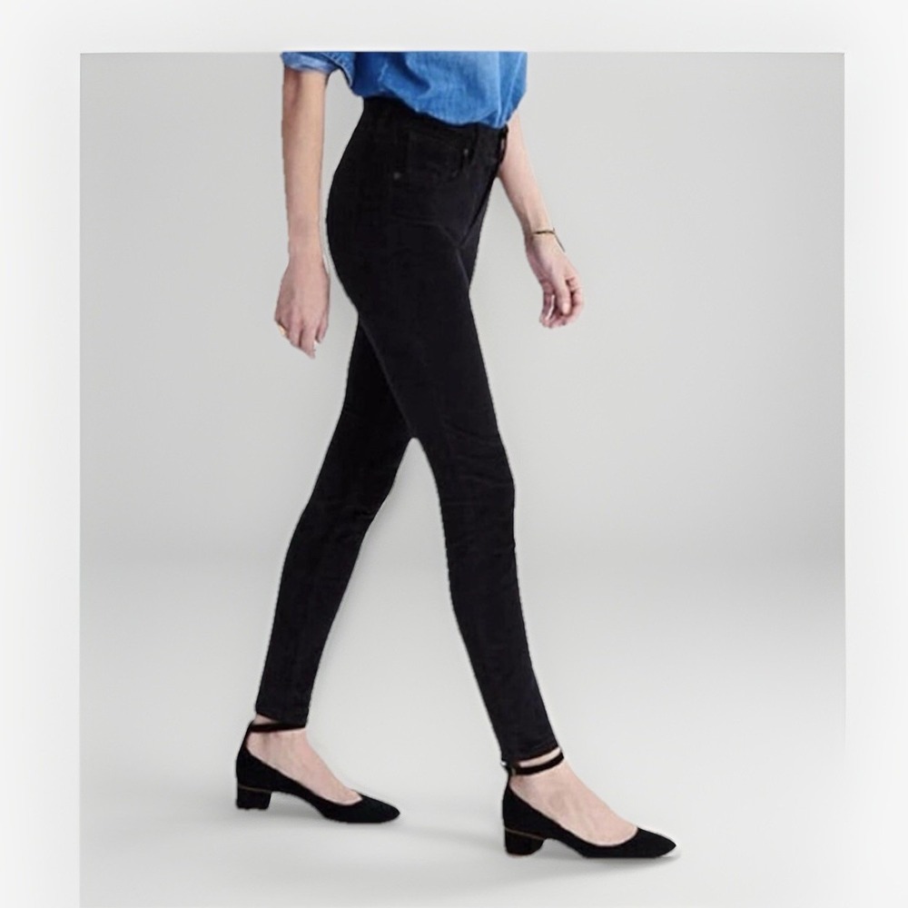 Madewell 9" High Riser Skinny Skinny Black Velvet Pants Woman's Size 29 30 X 28